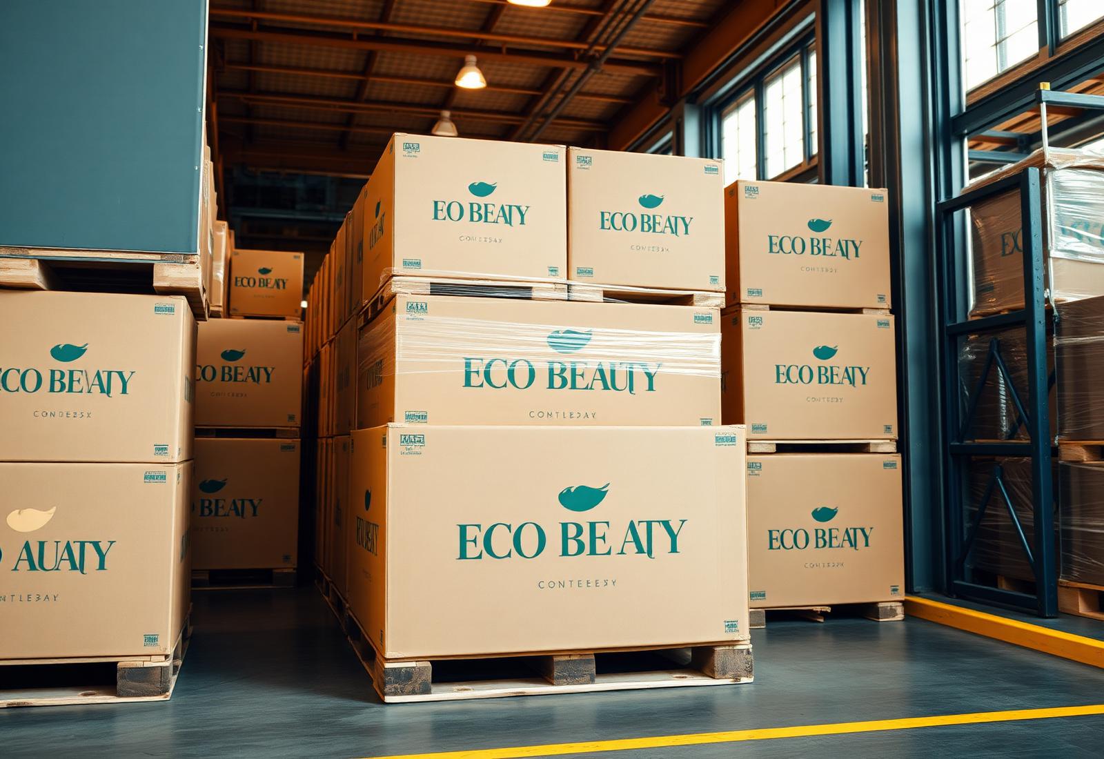 Palletised hair cosmetics prepared for export from Brazil to the Gulf