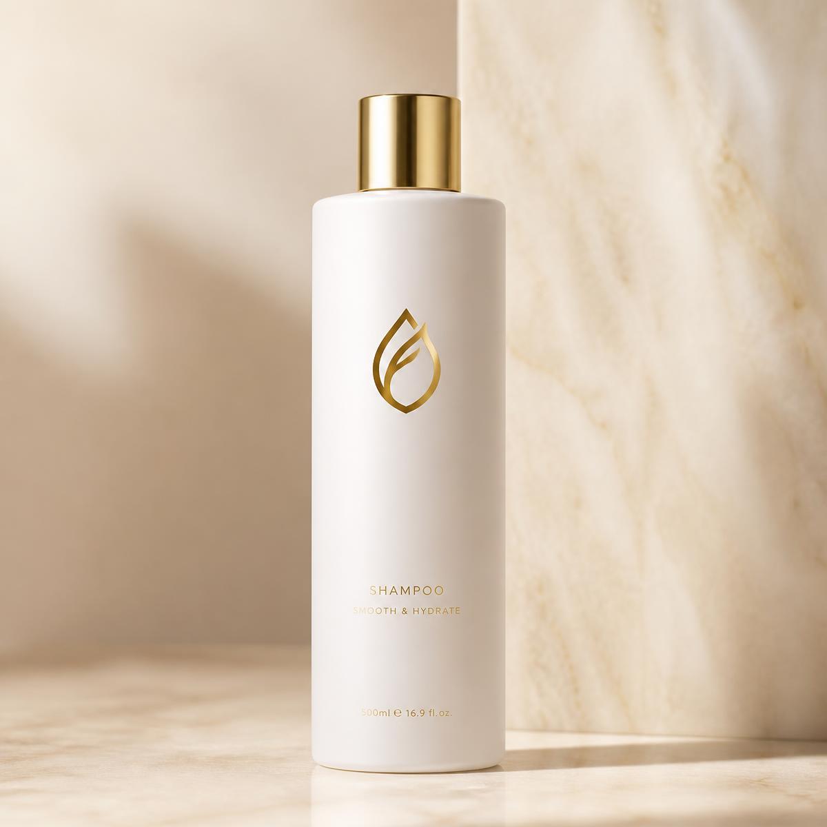 Finished private label hair care bottle with custom design